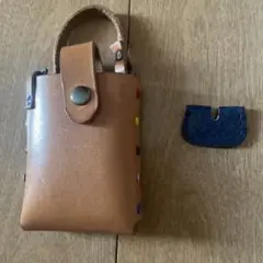 ブラウンレザー 小物、タバコ入れ&キーカバー