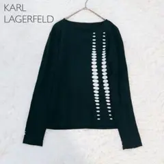 カールラガーフェルド カットソー 黒×白ドット柄 個性派デザインが映える春秋服