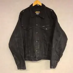 90sカナダ製 ハーレーダビッドソン 希少 ビックブラックデニムジャケットXXL