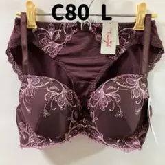C80 トリンプ レースと花草の刺繍 華やかなブラジャー&ショーツ