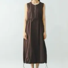 ブラウン ノースリーブ ロングワンピース