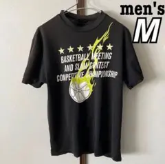 ビジョンクエスト　メンズTシャツ　バスケットボールプリント　部活サークル　黒　M