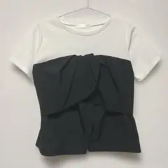 ‼️早い者勝ち‼️ドッキングフリルデザインカットソーTシャツ　モノトーン