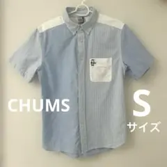 チャムスCHUMS オックスショートスリーブ半袖シャツ　ストライプ メンズ S