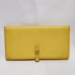 CHANEL シャネル 長財布 Wホック ココボタン ベージュ ゴールド レザー