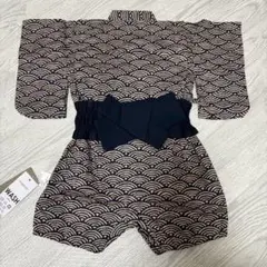 80　和柄　ロンパース　甚平　子供　ベビー　浴衣　総柄　男の子