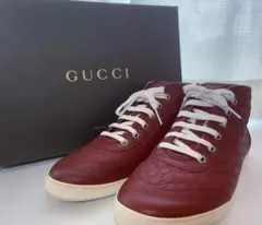 GUCCI ハイカットスニーカー レザー 赤