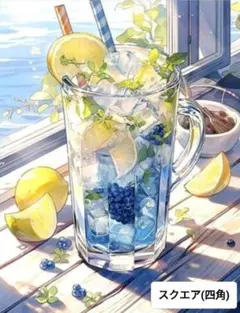 ダイヤモンドアート 30✕40 スクエア(四角型)　夏ジュース(ブルーベリー)