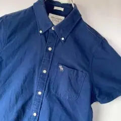 L アバクロンビー&フィッチ　半袖　シャツ　ボタンダウン　ワンポイント　ネイビー