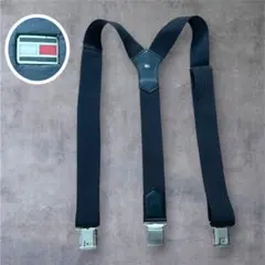 美品　トミーヒルフィガー　サスペンダー　イタリア製　ブラック　ロゴ