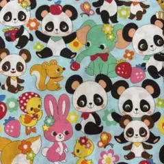 約縦48×50㎝　レトロアニマル　シーチング　生地　はぎれ
