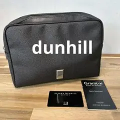 【dunhill】ダンヒル　合成皮革 クラッチバッグ　ブラック