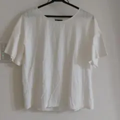 INDIVI ホワイトストライプ柄 薄手半袖Tシャツ 38