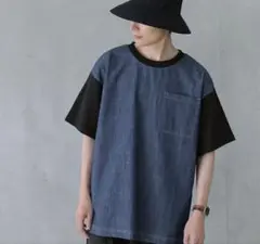 ダンガリーコットン100% インディゴデニム風　Tシャツ　メンズ