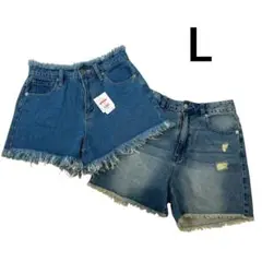 GORGE Lサイズ フリンジデニムショートパンツ 2枚セット