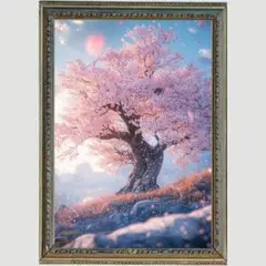 Ｐ1092 神秘の桜景　幸運と恩恵　【開運•風水•絵画風・ヒーリングアート】
