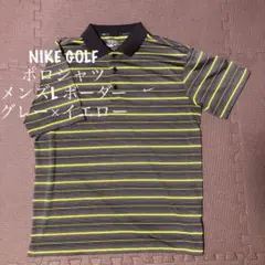 NIKE GOLF ポロシャツ メンズL ボーダー グレー×イエロー