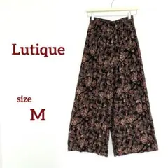 【Lutique】ペイズリー柄 ガウチョパンツ　M　ブラック　黒