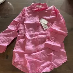 【新品タグ付き】UNIQLO プレミアムリネンシャツ M ピンク七部丈