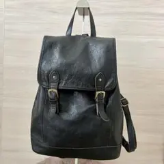 ピークスピーク レザーリュック 本革 シボ革 ブラック