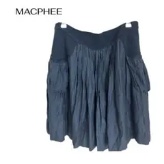 MACPHEE異素材膝丈スカート　ウエストゴム　綿シルク　マカフィー
