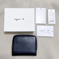 【正規品】アニエスベー 二つ折り財布 ミニウォレット ネイビー