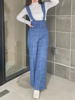 2wayツイードサスペンダーワイドパンツ