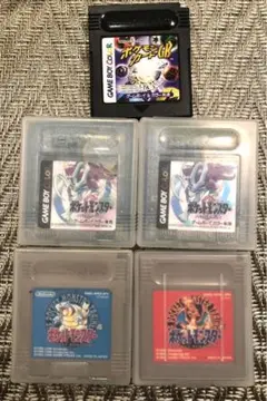 ポケモン ゲームボーイソフト 5本 未チェックジャンク クリスタル　ブルー　赤