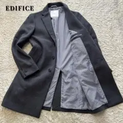 【美品】エディフィス　チェスターコート　グレー　ウール　ロング　ÉDIFICE