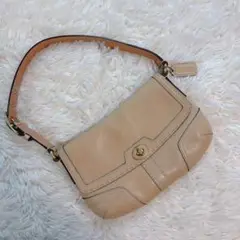 COACH オールドコーチ ショルダーバッグ ハンド ターンロック ベージュ