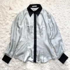 PRADA★プラダ★淡い水色のサテンシャツ★シルク★ 普段使いやビジネスにも★