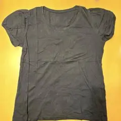 黒 コットン パフスリーブ Tシャツ