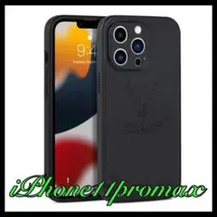 iPhone11promax用ケースブラックレザーカバー鹿新品未使用カメラカバー