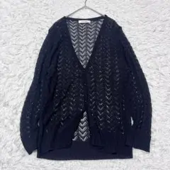 大きいサイズ ELLEKAMA 透かし編みサマーニットカーディガン XL相当