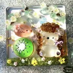 ♡また会えたねキウイちゃん♡ガラス シーグラスアート ハリネズミ