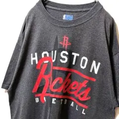 NBAヒューストンロケッツ デカロゴ Tシャツ グレー 灰色 L 古着
