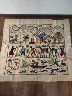 ペルー　手織り刺繍　タペストリー　 ハンドメイド　壁掛け装飾