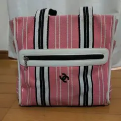 CHANEL クルーズライン ストライプ キャンバスバッグ