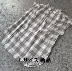 uv対策接触冷感ネックボタン楊柳チェック半袖シャツ淡茶L新品