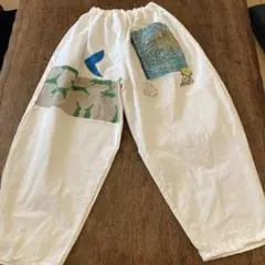 綿100ハンドメイド骨董市バルーンパンツ刺し子ちくちくもんぺミナペルホネン