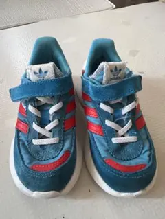 adidas 青 赤 スニーカー ベルクロ