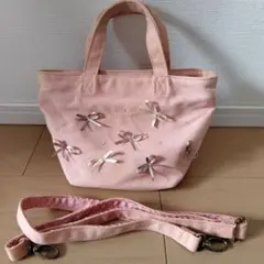 【トッカ】リボン付きピンクポシェット