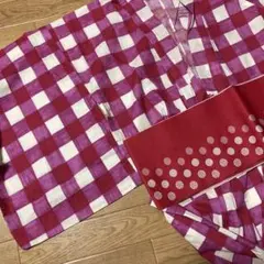 チェック浴衣 半幅帯セット