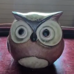 フクロウ型陶器置物 ブラウン