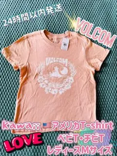 VOLCOM 半袖Tシャツ・レディースMピンク・新品タグ付き