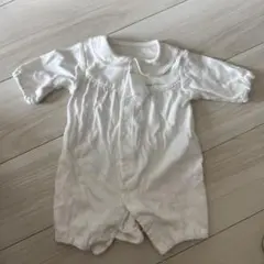 ホワイトロンパース 50-60cm 綿100%