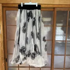 ZARA プリント柄オーガンザワンピース　 S