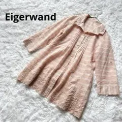 【Eigerwand】七分袖シャツ　総柄　M 袖捲り上げ　花柄刺繍　春夏　羽織