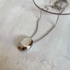 stainless ボリュームドロップロング ネックレス シルバー