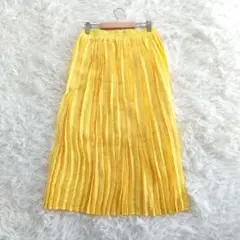 【エンドレスローズ】イエロー プリーツ ロングスカート 裏地付き 薄手